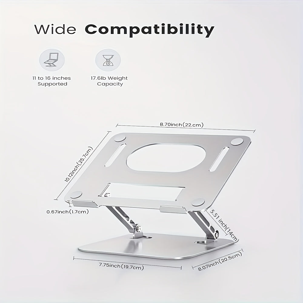 Adjustable Laptop Stand Made Of Sturdy Aluminum, Foldable And Portable, Suitable For 11-16 Inch Laptops, Tablets, Etc. (Silvery, Black)