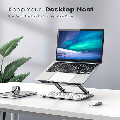 Adjustable Laptop Stand Made Of Sturdy Aluminum, Foldable And Portable, Suitable For 11-16 Inch Laptops, Tablets, Etc. (Silvery, Black)