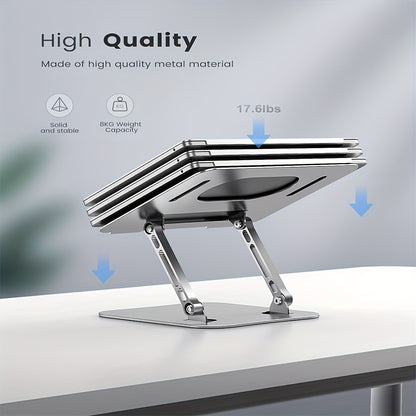 Adjustable Laptop Stand Made Of Sturdy Aluminum, Foldable And Portable, Suitable For 11-16 Inch Laptops, Tablets, Etc. (Silvery, Black)