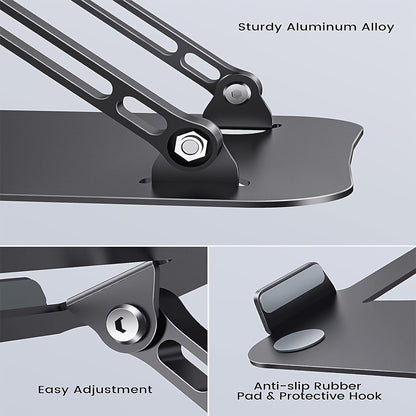 Adjustable Laptop Stand Made Of Sturdy Aluminum, Foldable And Portable, Suitable For 11-16 Inch Laptops, Tablets, Etc. (Silvery, Black)